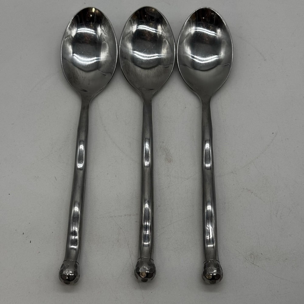 Cambridge CBS132 Wavy Stainless Steel Flatware Lot of 3 Soup Place Spoons
